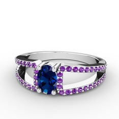 Mimoza Yüzük - Lab safir ve ametist 925 ayar gümüş yüzük #146tgh9