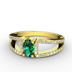 Yeşil kuvars ve swarovski 14 ayar altın yüzük