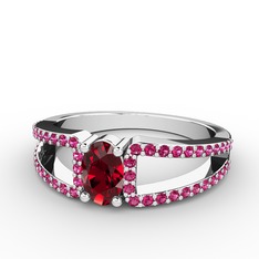 Garnet ve rodolit garnet 14 ayar beyaz altın yüzük
