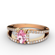 Mimoza Yüzük - Pembe kuvars ve pırlanta 18 ayar rose altın yüzük (0.44 karat) #1blm253