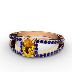 Mimoza Yüzük - Sitrin ve lab safir 925 ayar rose altın kaplama gümüş yüzük #1c56cx7