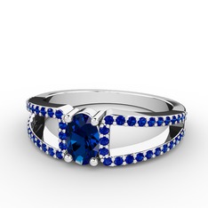 Mimoza Yüzük - Lab safir 14 ayar beyaz altın yüzük #1c8kp0m