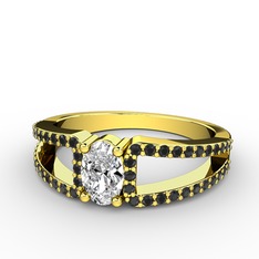 Mimoza Yüzük - Swarovski ve siyah zirkon 8 ayar altın yüzük #1e31shh