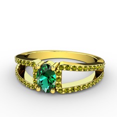 Yeşil kuvars ve peridot 18 ayar altın yüzük