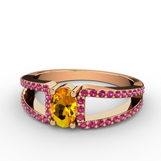 Sitrin ve rodolit garnet 8 ayar rose altın yüzük