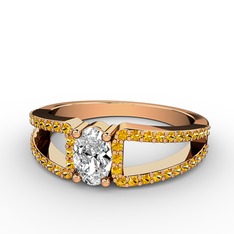 Mimoza Yüzük - Swarovski ve sitrin 925 ayar rose altın kaplama gümüş yüzük #1jcw6jz