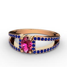 Mimoza Yüzük - Rodolit garnet ve lab safir 8 ayar rose altın yüzük #1k8y6bl