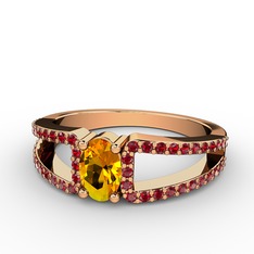 Mimoza Yüzük - Sitrin ve garnet 14 ayar rose altın yüzük #1lr0n2s