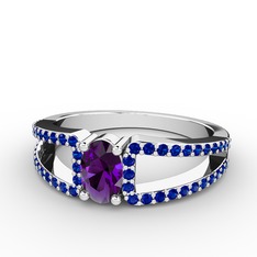 Mimoza Yüzük - Ametist ve lab safir 8 ayar beyaz altın yüzük #1mexnbf