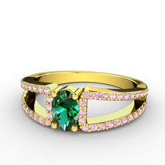 Yeşil kuvars ve pembe kuvars 18 ayar altın yüzük