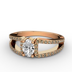 Mimoza Yüzük - Beyaz zirkon ve dumanlı kuvars 8 ayar rose altın yüzük #1o7onbv