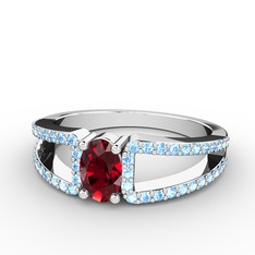 Mimoza Yüzük - Garnet ve akuamarin 925 ayar gümüş yüzük #1s1mpkc
