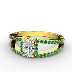 Swarovski ve yeşil kuvars 8 ayar altın yüzük