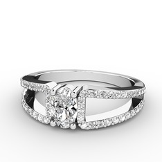 Mimoza Yüzük - Swarovski ve beyaz zirkon 14 ayar beyaz altın yüzük #1x13lxc