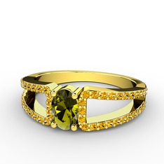 Mimoza Yüzük - Peridot ve sitrin 8 ayar altın yüzük #1xqmirp