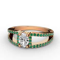 Swarovski ve yeşil kuvars 8 ayar rose altın yüzük