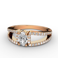 Mimoza Yüzük - Swarovski ve pırlanta 925 ayar rose altın kaplama gümüş yüzük (0.44 karat) #43tg41