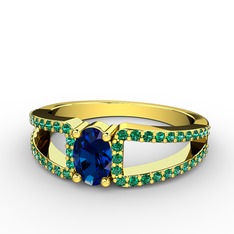 Mimoza Yüzük - Lab safir ve yeşil kuvars 18 ayar altın yüzük #5rr7oa