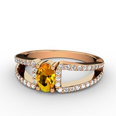 Sitrin ve swarovski 14 ayar rose altın yüzük