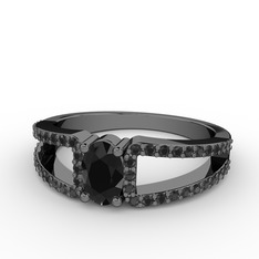 Mimoza Yüzük - Siyah zirkon 925 ayar siyah rodyum kaplama gümüş yüzük #8hsnkx
