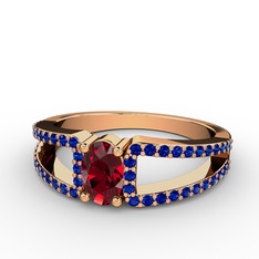 Mimoza Yüzük - Garnet ve lab safir 14 ayar rose altın yüzük #a4r5sg