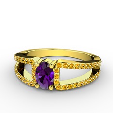 Ametist ve sitrin 8 ayar altın yüzük