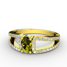 Peridot ve pırlanta 18 ayar altın yüzük (0.44 karat)