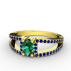 Mimoza Yüzük - Yeşil kuvars ve lab safir 8 ayar altın yüzük #cek9sr