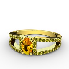 Sitrin ve peridot 14 ayar altın yüzük