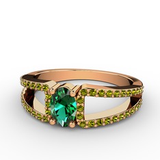 Yeşil kuvars ve peridot 8 ayar rose altın yüzük