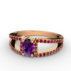 Ametist ve garnet 18 ayar rose altın yüzük