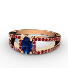 Mimoza Yüzük - Lab safir ve garnet 18 ayar rose altın yüzük #mb7oma