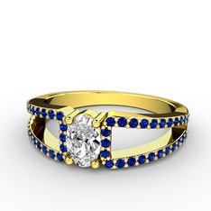 Mimoza Yüzük - Swarovski ve lab safir 18 ayar altın yüzük #mt7cez