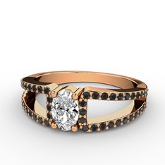 Mimoza Yüzük - Swarovski ve siyah zirkon 8 ayar rose altın yüzük #n3bxbm