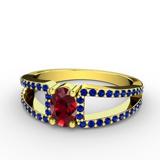 Mimoza Yüzük - Garnet ve lab safir 18 ayar altın yüzük #n66xs6