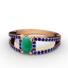 Mimoza Yüzük - Kök zümrüt ve lab safir 14 ayar rose altın yüzük #p2q065