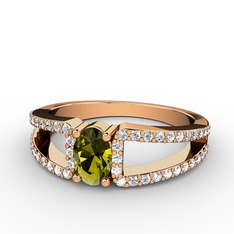 Mimoza Yüzük - Peridot ve swarovski 18 ayar rose altın yüzük #p7gw7y