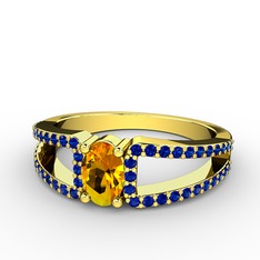 Mimoza Yüzük - Sitrin ve lab safir 18 ayar altın yüzük #q2s7mn