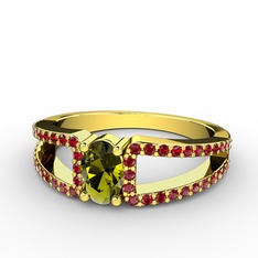 Mimoza Yüzük - Peridot ve garnet 8 ayar altın yüzük #rtsqzc