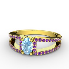 Mimoza Yüzük - Akuamarin ve ametist 14 ayar altın yüzük #uxetdg