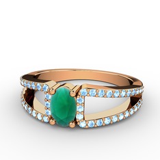 Mimoza Yüzük - Kök zümrüt ve akuamarin 925 ayar rose altın kaplama gümüş yüzük #vgw9sk