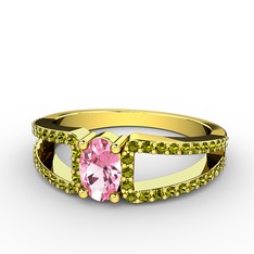 Mimoza Yüzük - Pembe kuvars ve peridot 8 ayar altın yüzük #wdykix