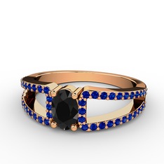 Mimoza Yüzük - Siyah zirkon ve lab safir 8 ayar rose altın yüzük #wzf9l2