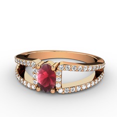 Kök yakut ve swarovski 14 ayar rose altın yüzük