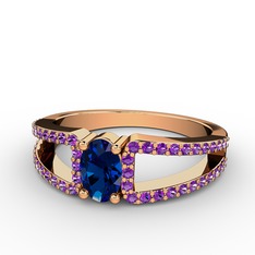 Mimoza Yüzük - Lab safir ve ametist 925 ayar rose altın kaplama gümüş yüzük #xryx7c