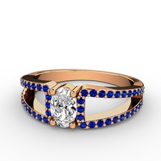 Mimoza Yüzük - Beyaz zirkon ve lab safir 925 ayar rose altın kaplama gümüş yüzük #z7gub4