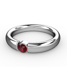 Garnet 18 ayar beyaz altın yüzük
