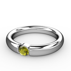 Peridot 8 ayar beyaz altın yüzük