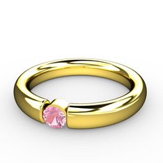 Pembe kuvars 18 ayar altın yüzük