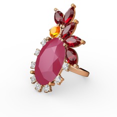 Arinna Yüzük - Neon pembe akrilik 8 ayar rose altın yüzük (0.48 karat) #107e984